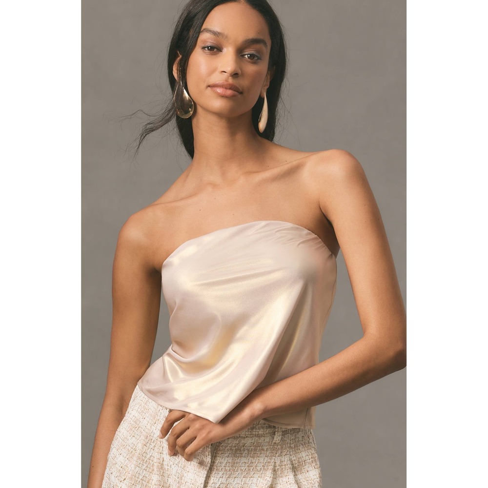 Anthropologie satin top champagne silk minimalist chic‎ NWT